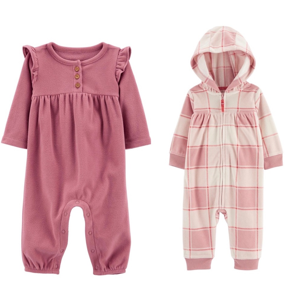 Baby Flutter Fleece Jumpsuit & Baby Plaid Hooded‎ Fleece Jumpsuit 12M